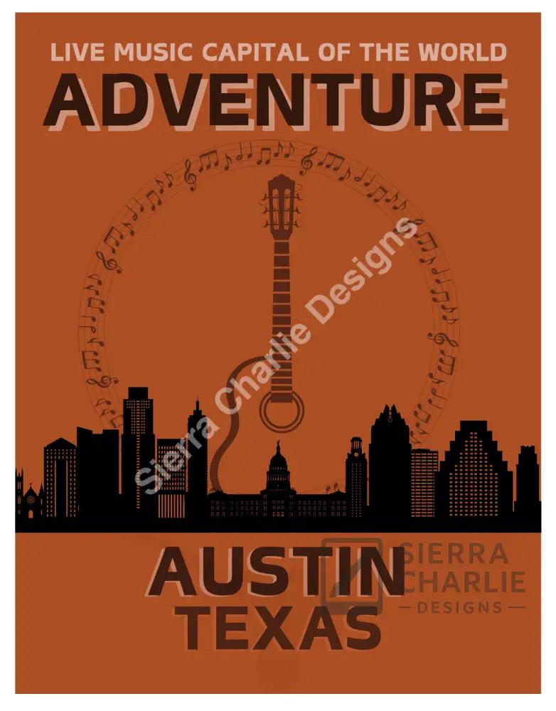 Austin Texas Skyline Slogan Print Print