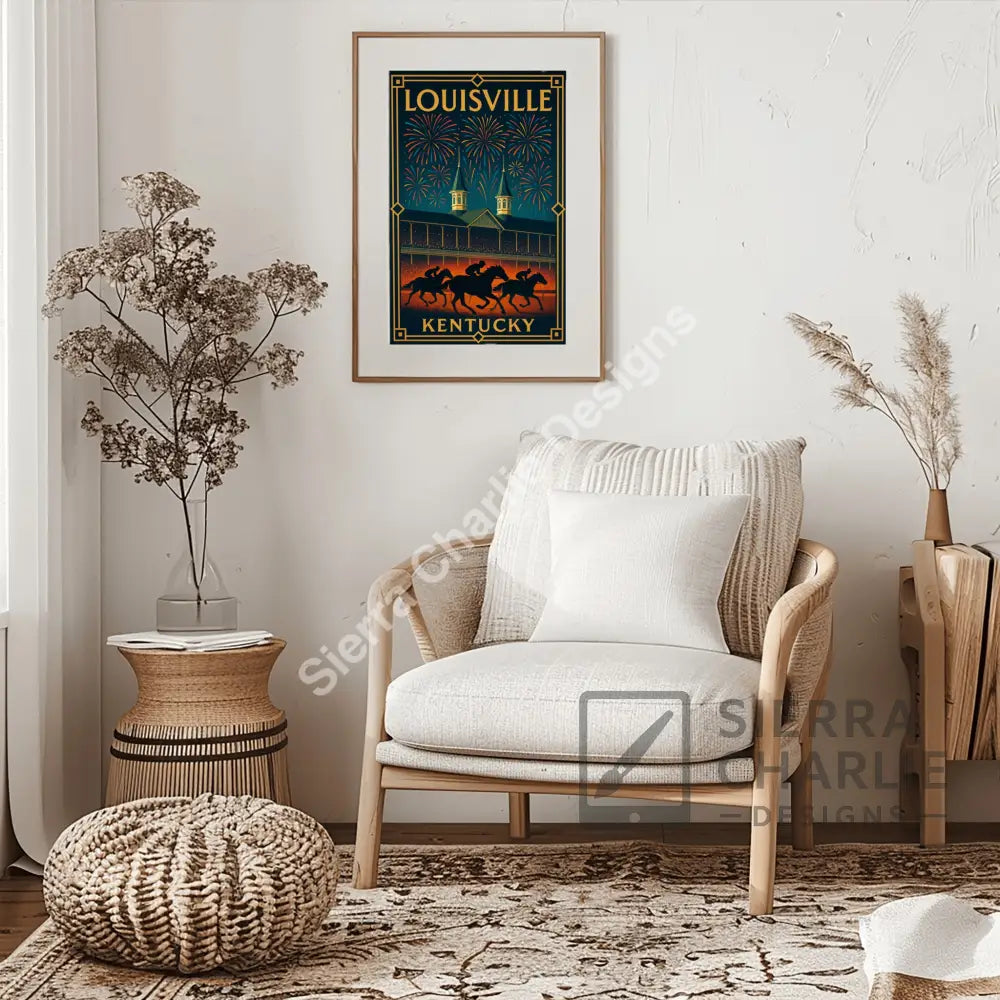 Louisville Kentucky Art Deco Travel Poster Print Print