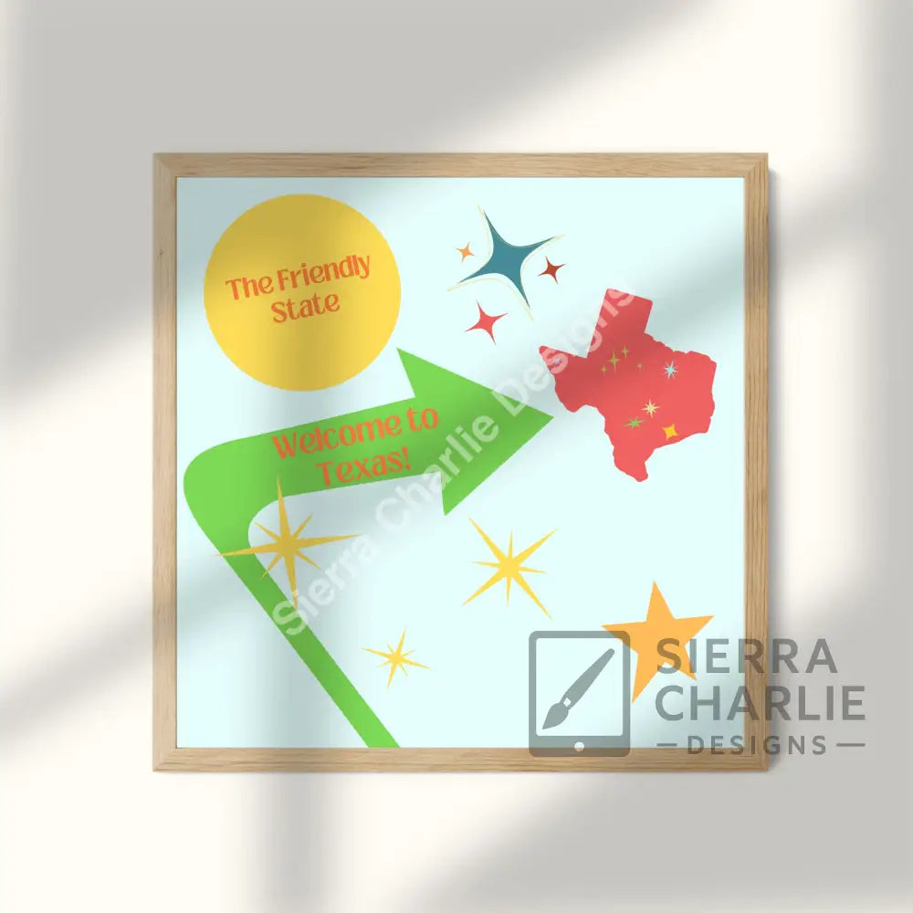 Welcome To Texas Mid Century Modern Art Print Print