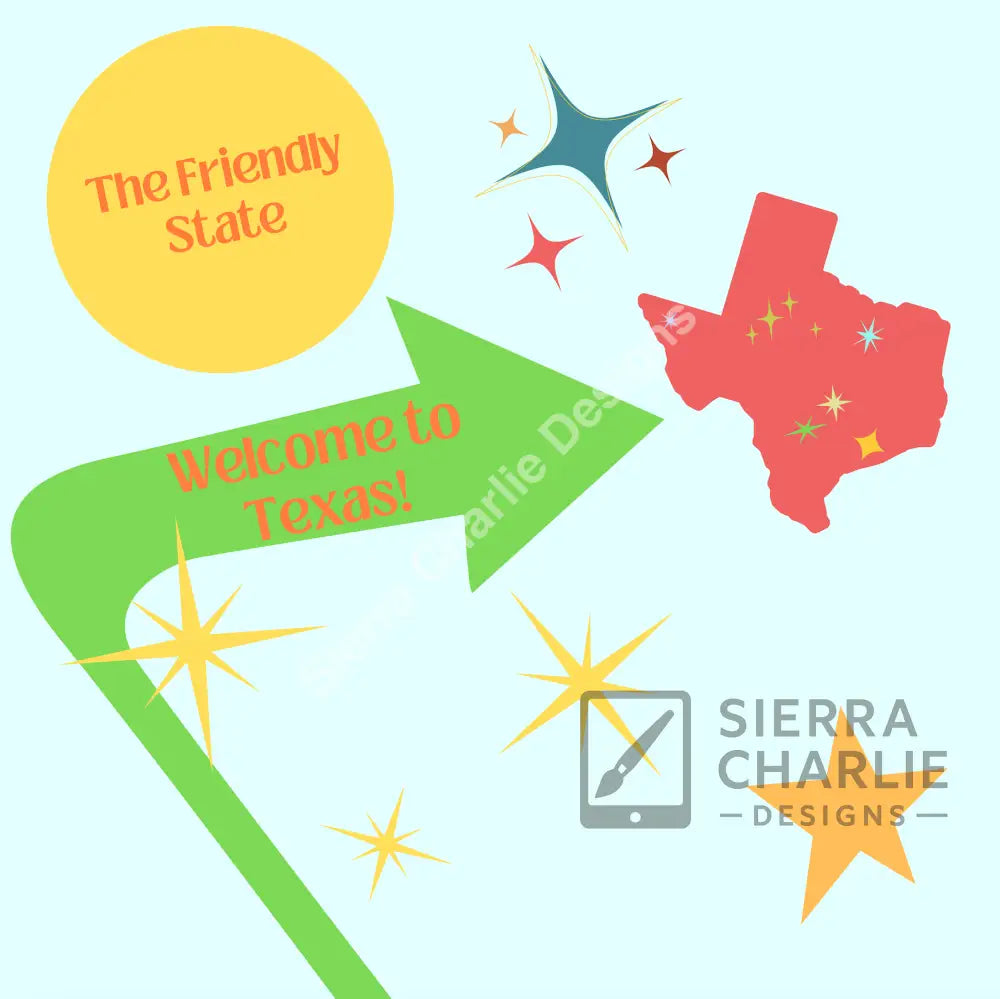 Welcome To Texas Mid Century Modern Canvas Canvas