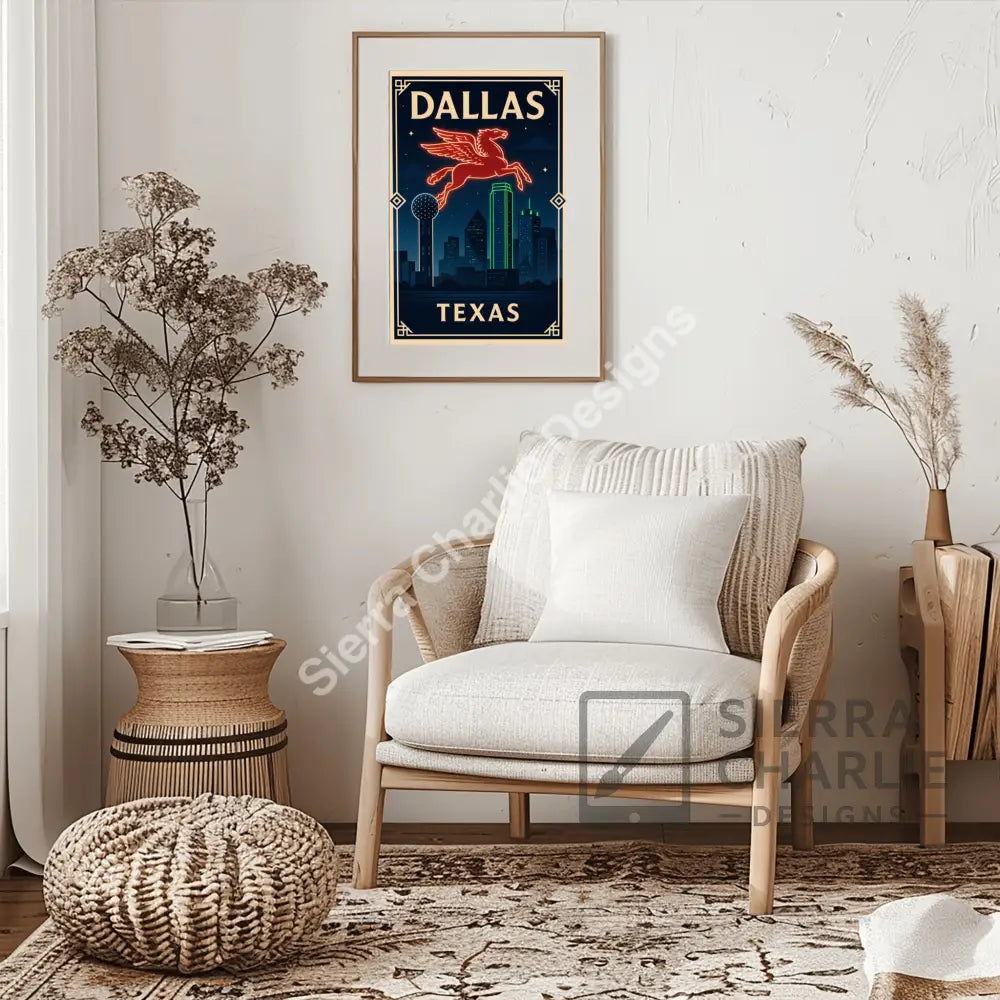Dallas Texas Art Deco Travel Poster Print Print