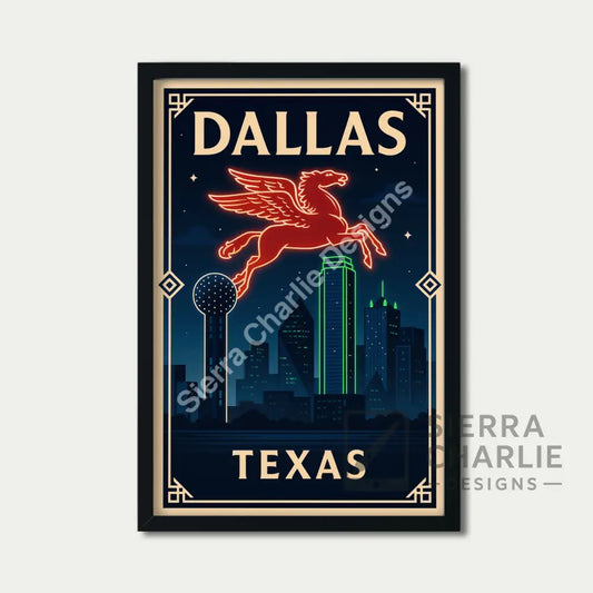 Dallas Texas Art Deco Travel Poster Print Print