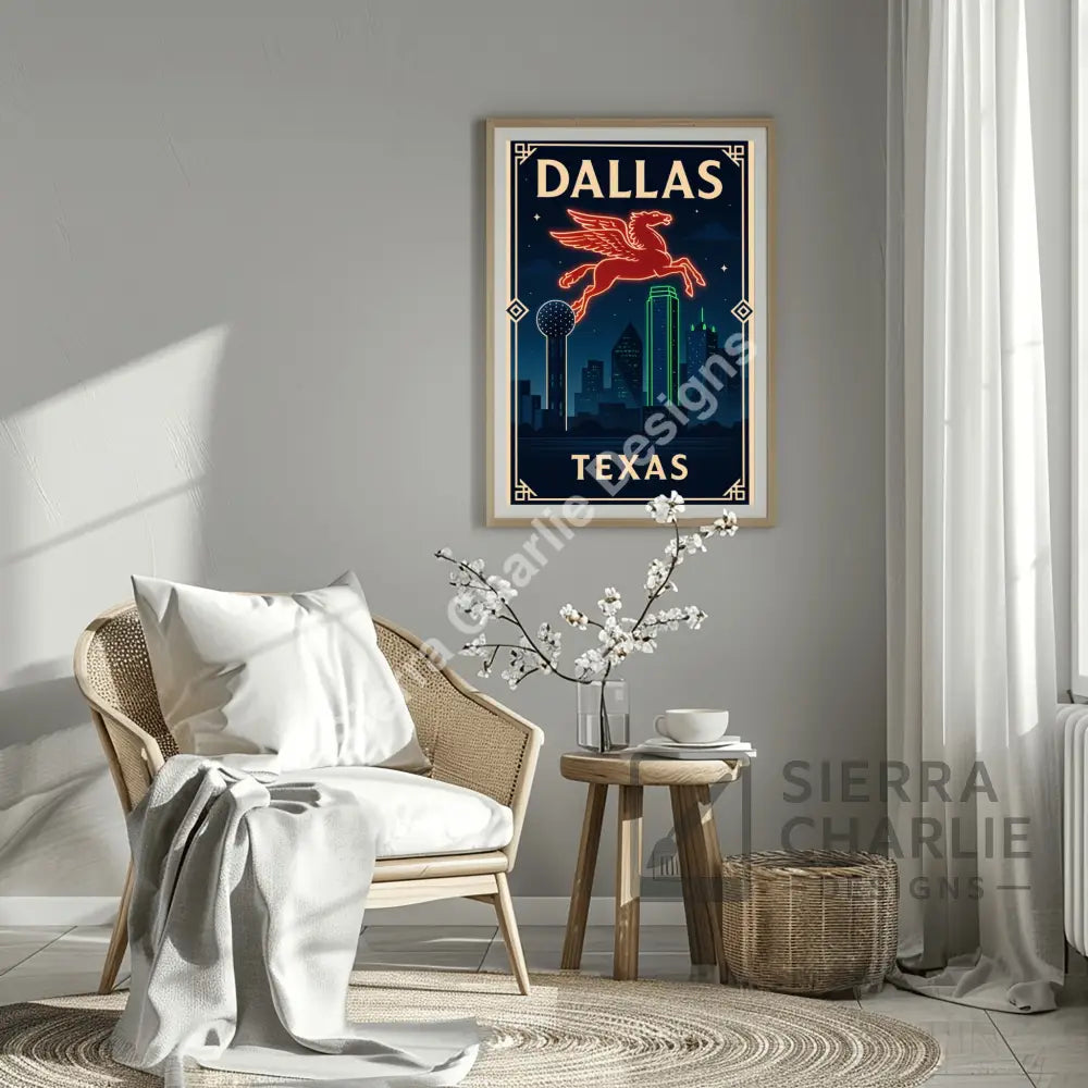 Dallas Texas Art Deco Travel Poster Print Print