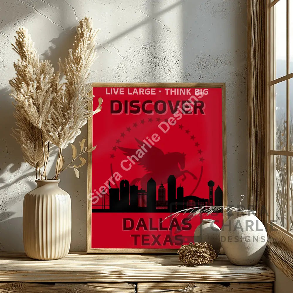 Dallas Texas Skyline Slogan Print Print