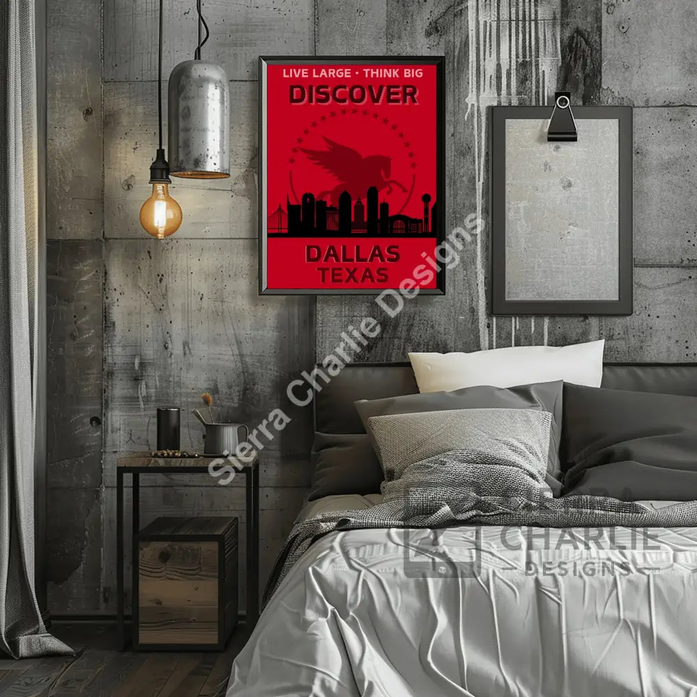 Dallas Texas Skyline Slogan Print Print