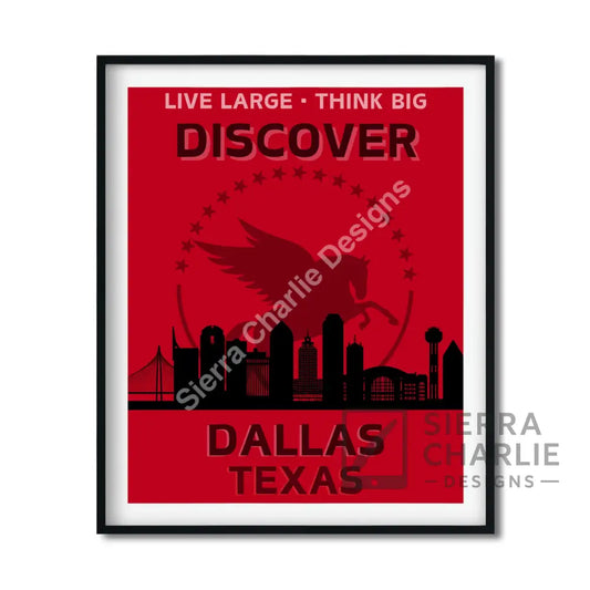 Dallas Texas Skyline Slogan Print Print