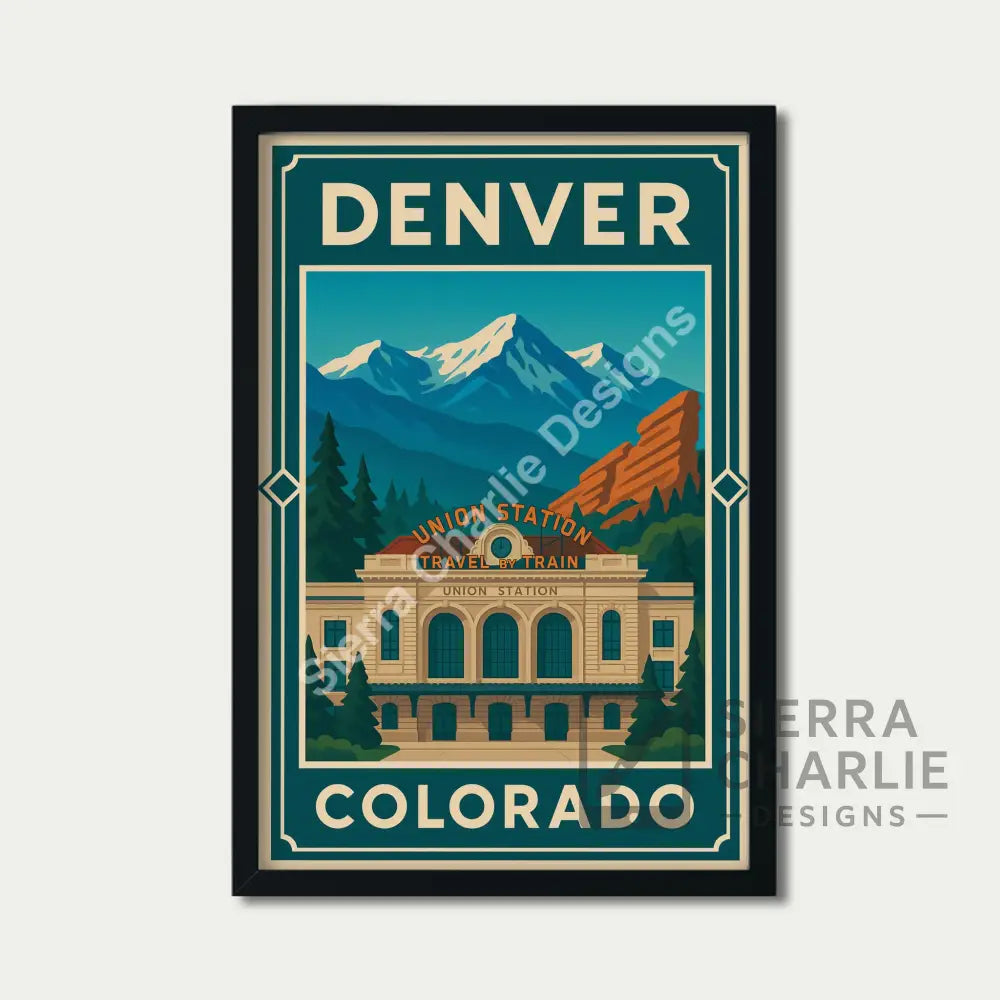 Denver Colorado Art Deco Travel Poster Print Print