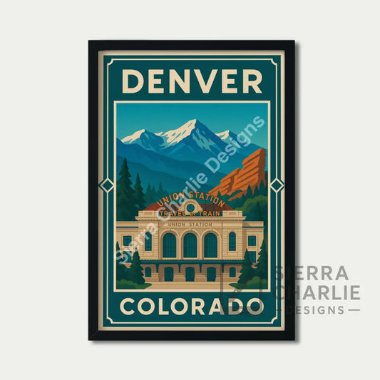 Denver Colorado Art Deco Travel Poster Print Print