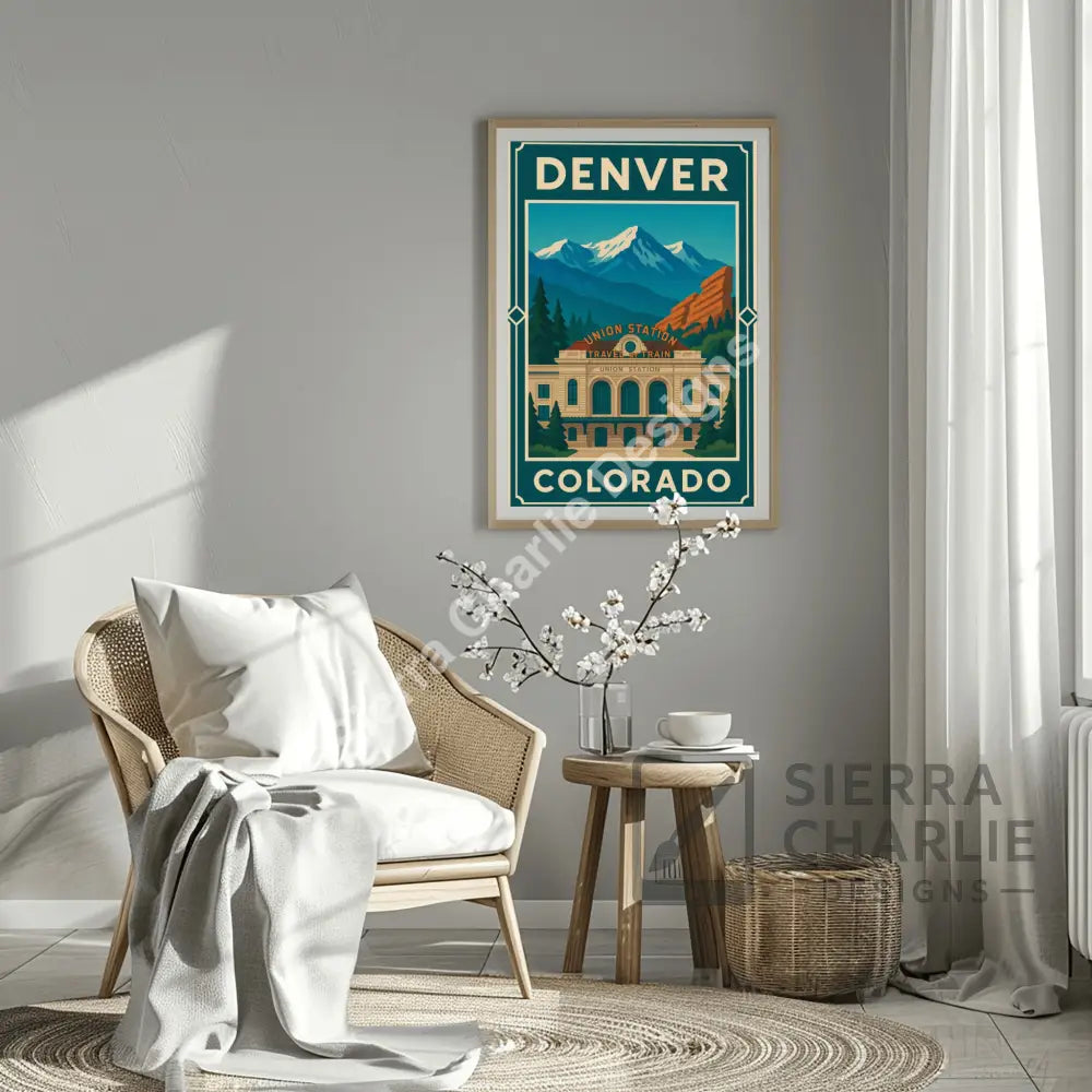 Denver Colorado Art Deco Travel Poster Print Print