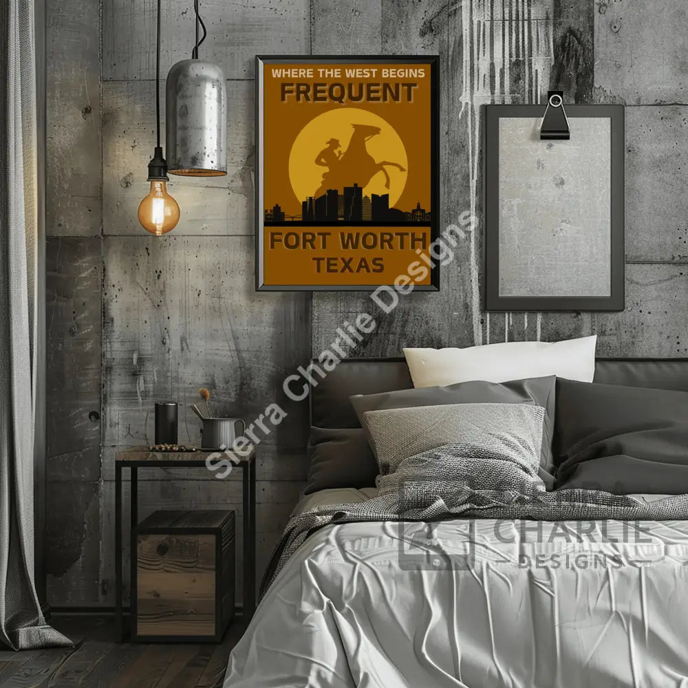 Fort Worth Texas Skyline Slogan Print Print