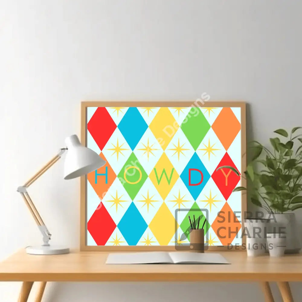 Howdy Mid-Century Modern Print Print