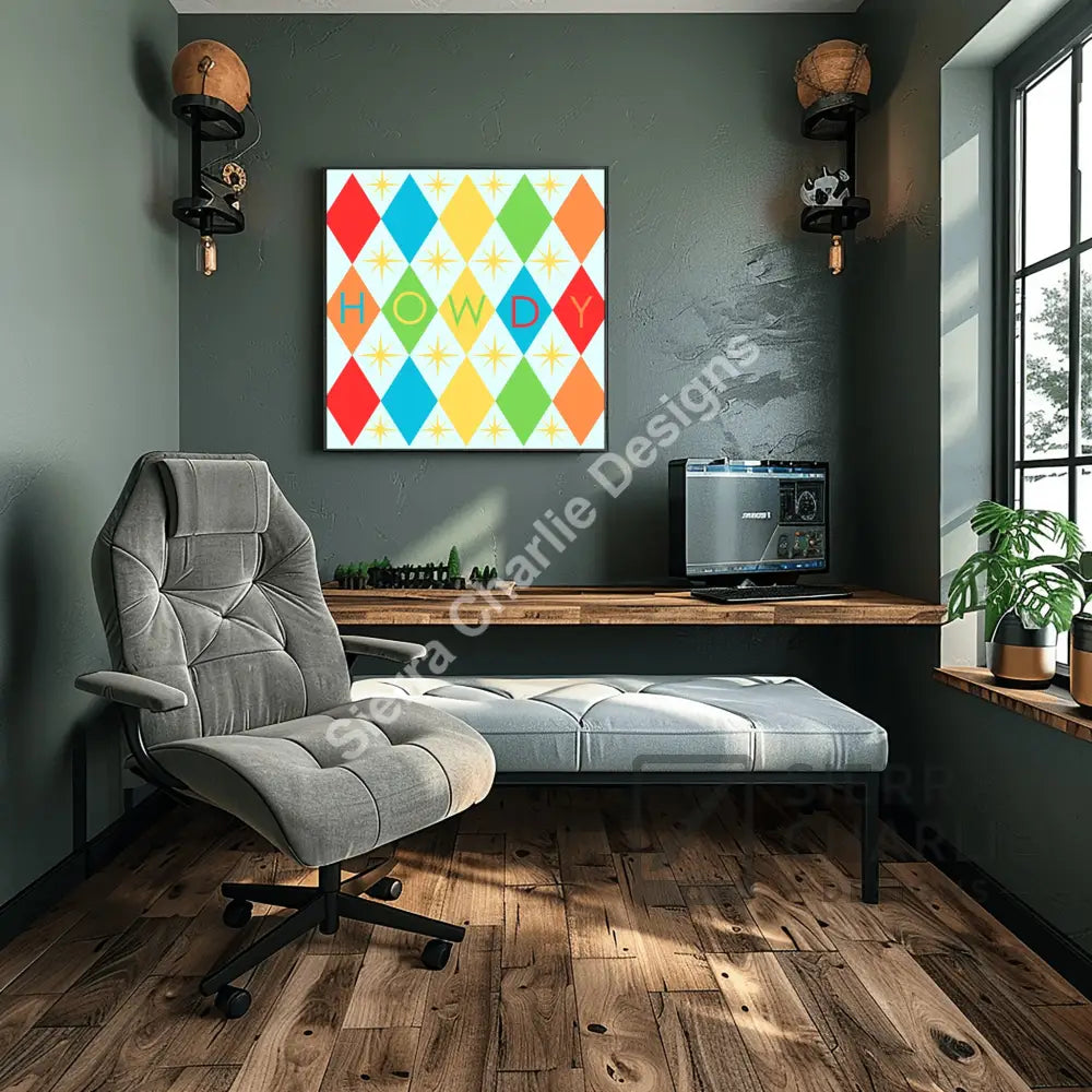 Howdy Mid-Century Modern Print Print