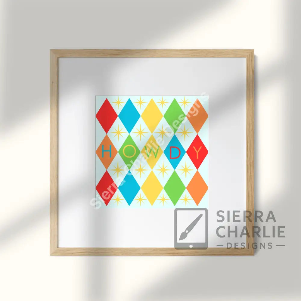 Howdy Mid-Century Modern Print Print