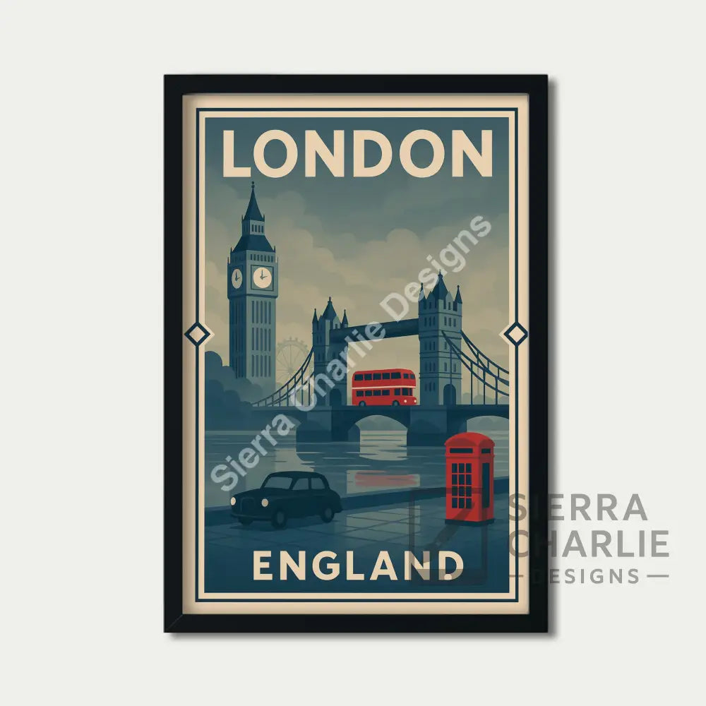 London England Art Deco Travel Poster Print Print