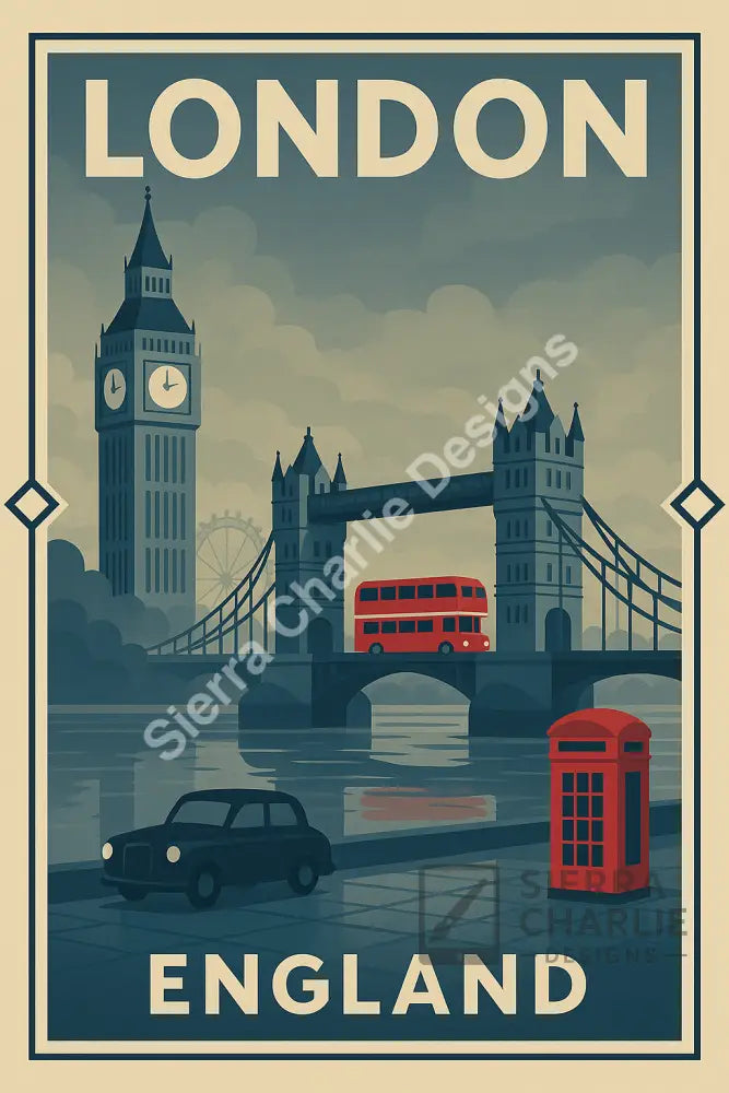 London England Art Deco Travel Poster Print Print