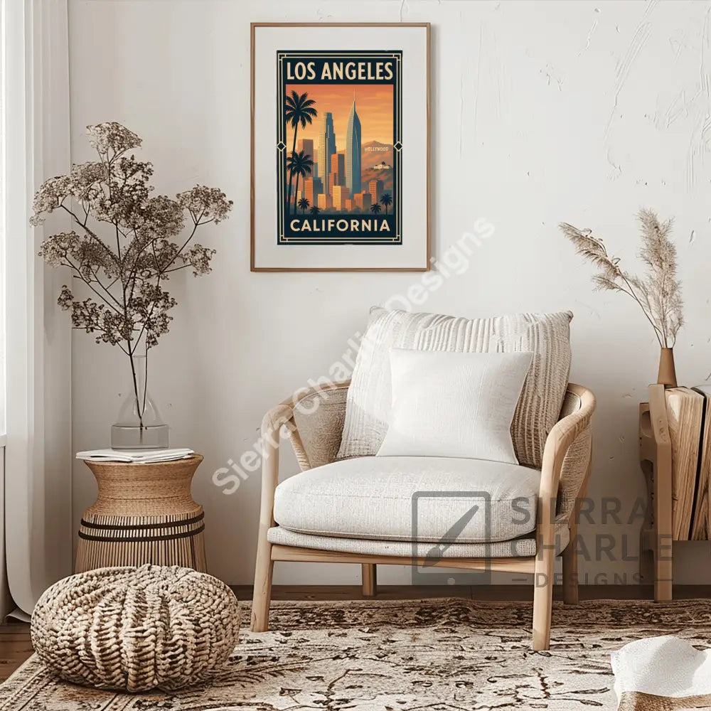 Los Angeles Art Deco Travel Poster Print Print