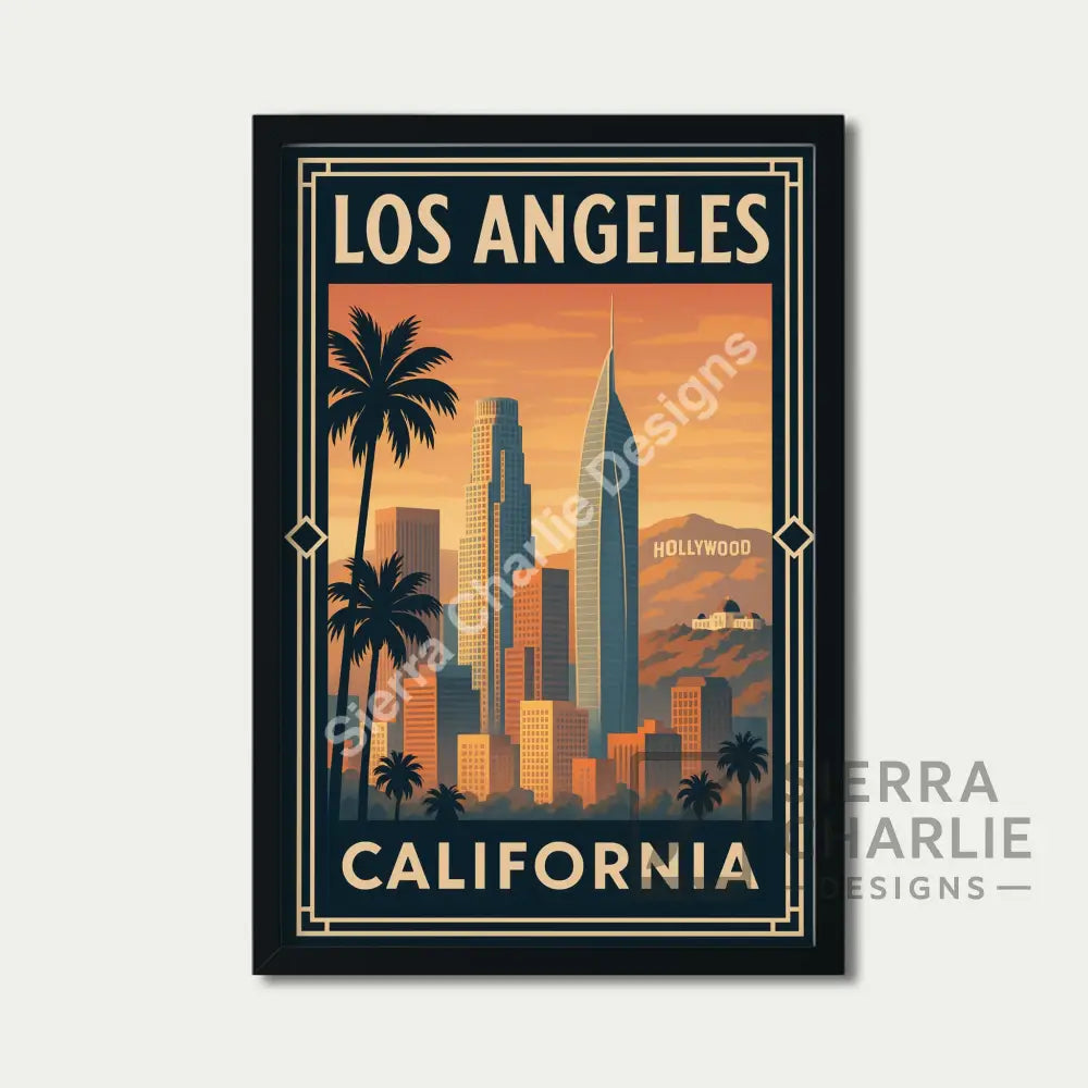 Los Angeles Art Deco Travel Poster Print Print