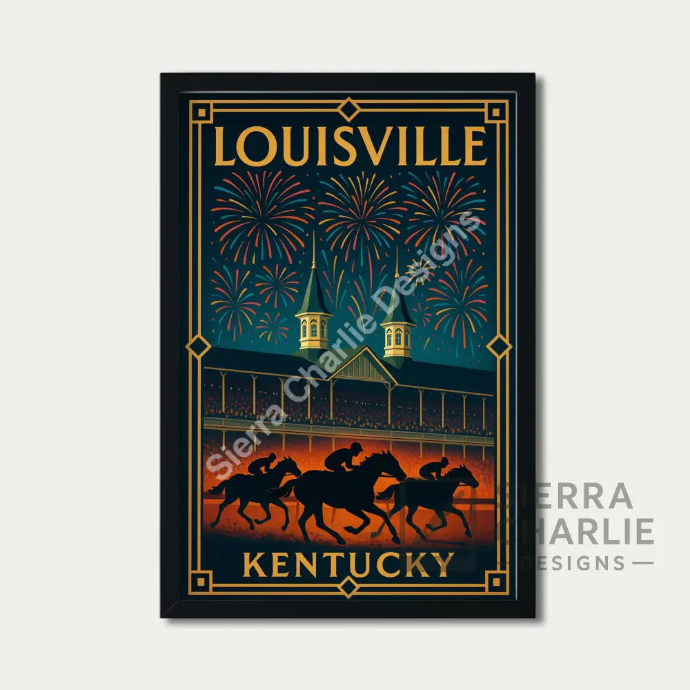 Louisville Kentucky Art Deco Travel Poster Print Print