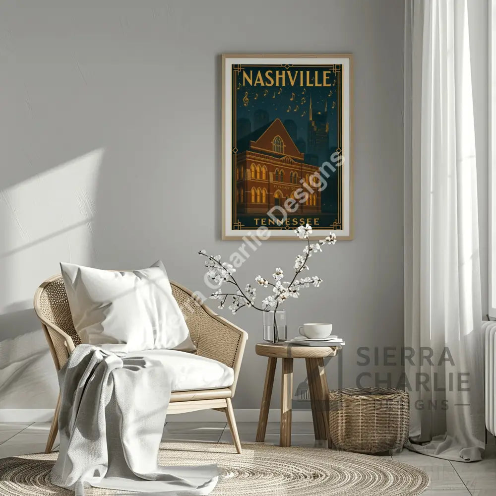 Nashville Tennessee Art Deco Travel Poster Print Print