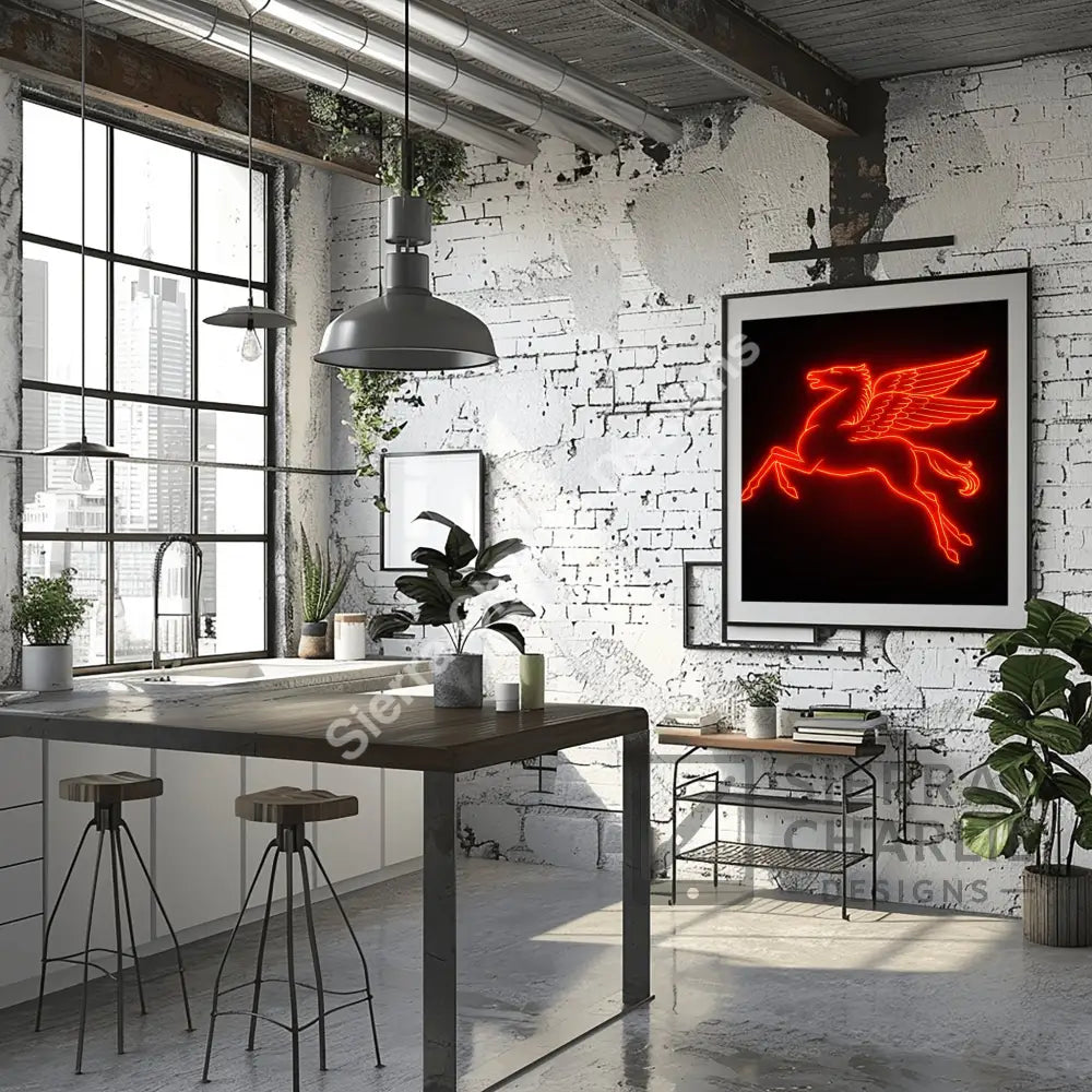Neon Pegasus Art Print Print