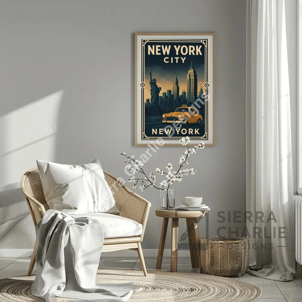 New York City Art Deco Travel Poster Print Print