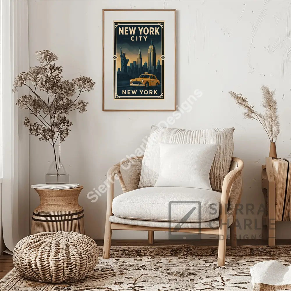 New York City Art Deco Travel Poster Print Print
