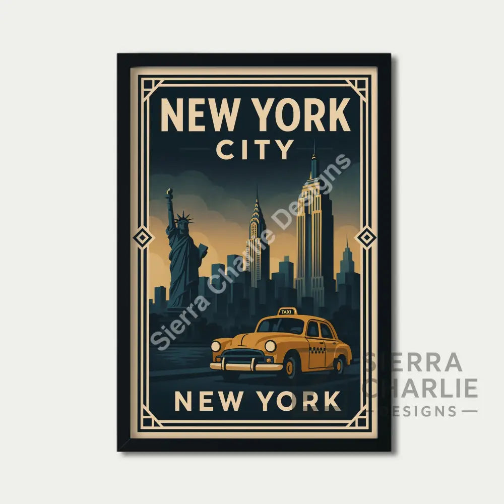 New York City Art Deco Travel Poster Print Print