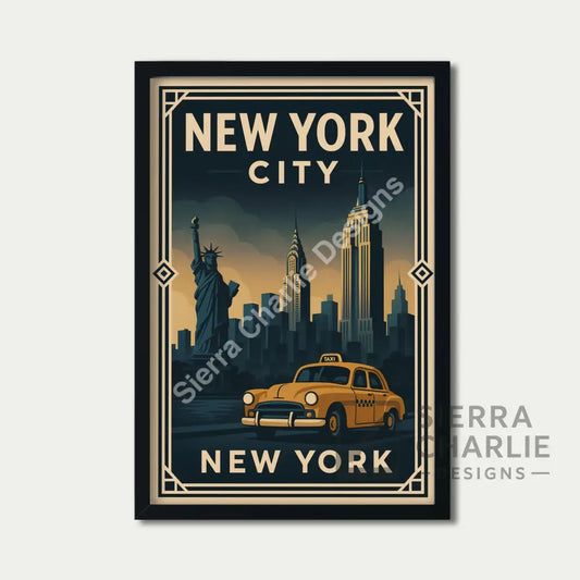 New York City Art Deco Travel Poster Print Print