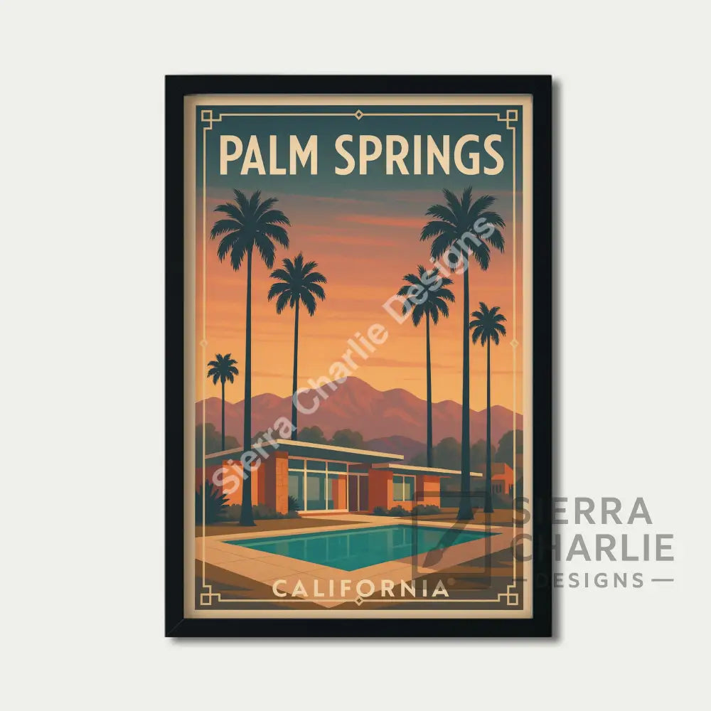 Palm Springs California Art Deco Travel Poster Print Print