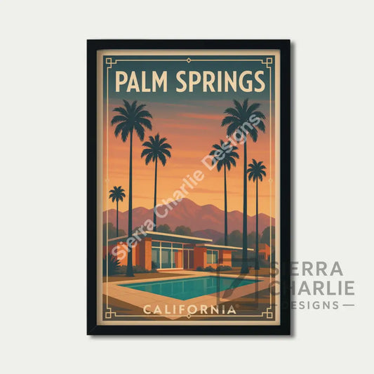 Palm Springs California Art Deco Travel Poster Print Print