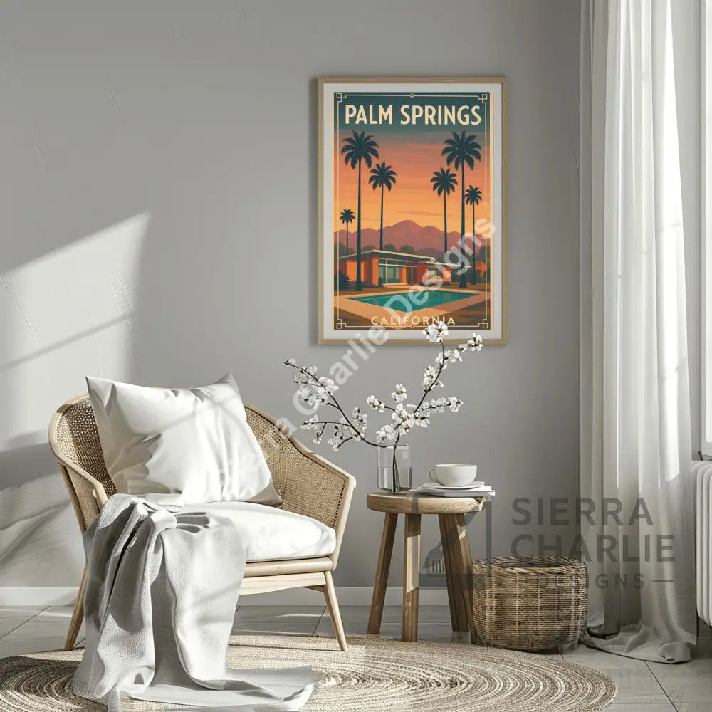 Palm Springs California Art Deco Travel Poster Print Print