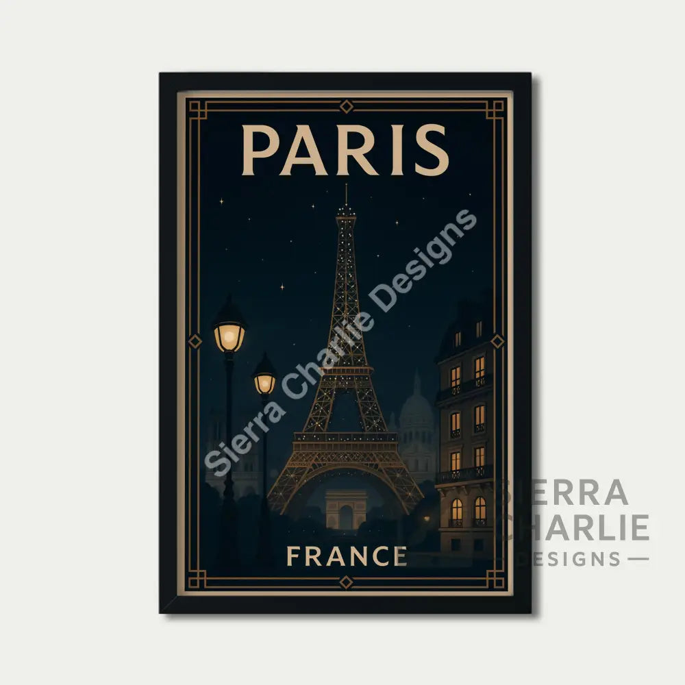 Paris France Art Deco Travel Poster Print Print