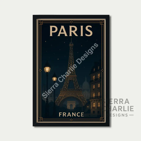 Paris France Art Deco Travel Poster Print Print
