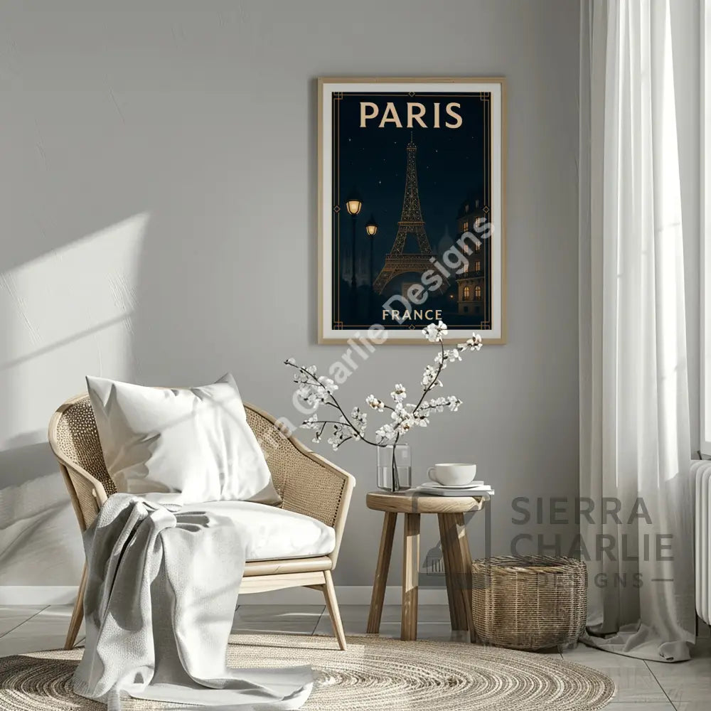 Paris France Art Deco Travel Poster Print Print