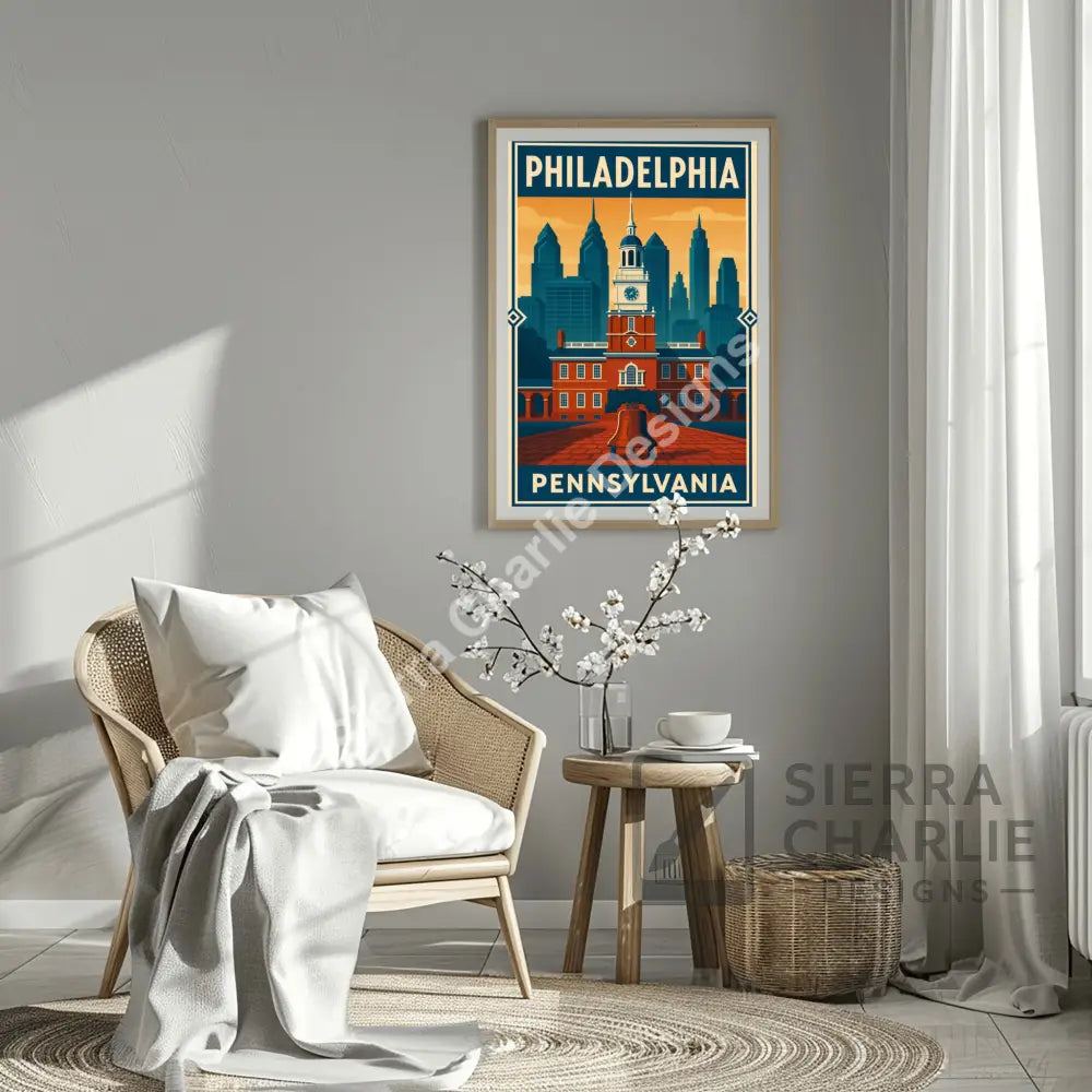 Philadelphia Pennsylvania Art Deco Travel Poster Print Print