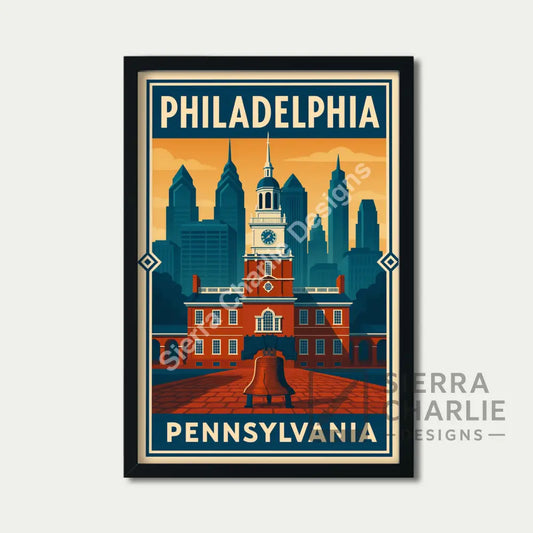Philadelphia Pennsylvania Art Deco Travel Poster Print Print