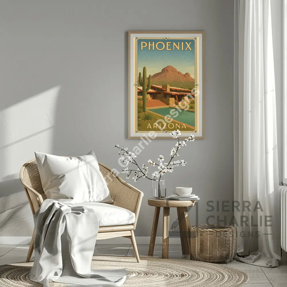 Phoenix Arizona Art Deco Travel Poster Print Print
