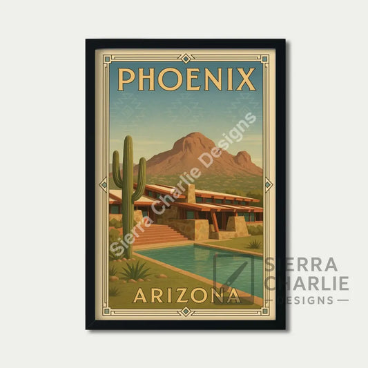 Phoenix Arizona Art Deco Travel Poster Print Print