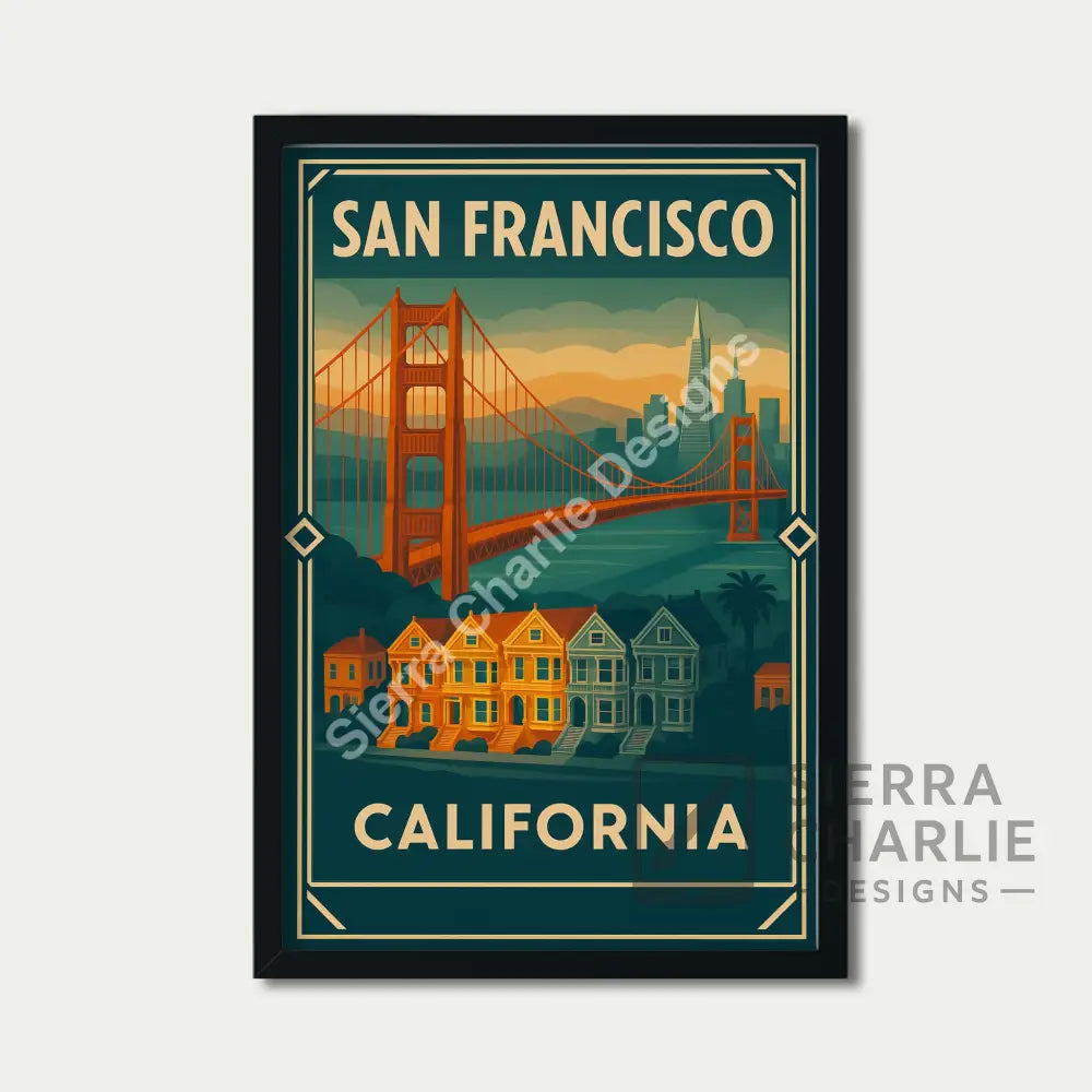 San Francisco Art Deco Travel Poster Print Print