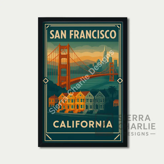 San Francisco Art Deco Travel Poster Print Print