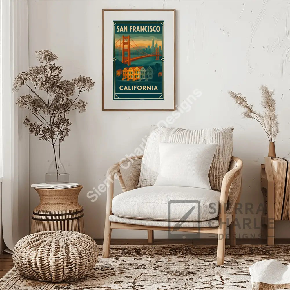 San Francisco Art Deco Travel Poster Print Print