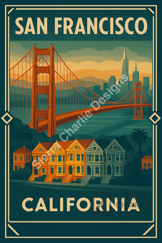 San Francisco Art Deco Travel Poster Print Print