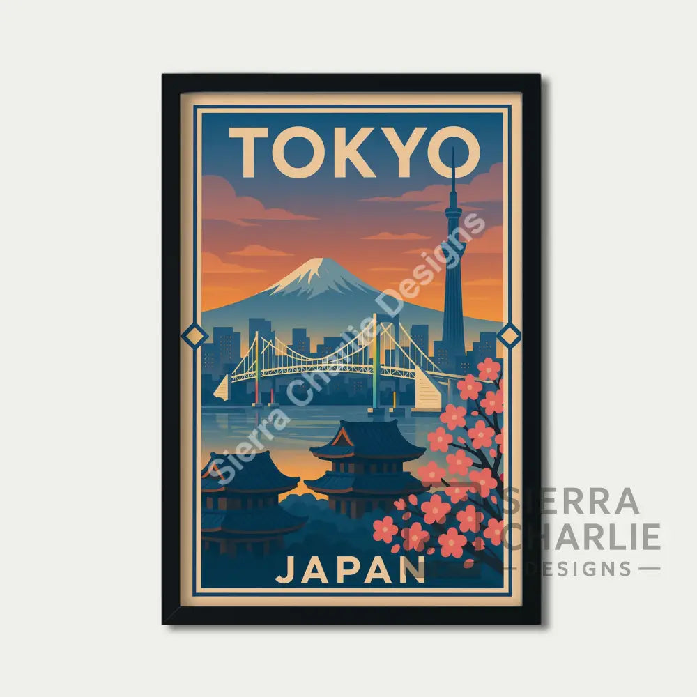 Tokyo Japan Art Deco Travel Poster Print Print