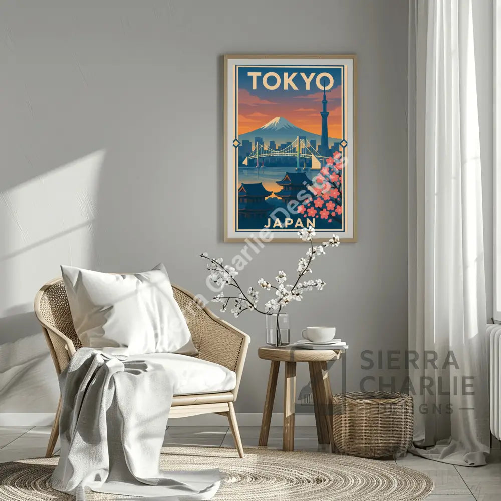 Tokyo Japan Art Deco Travel Poster Print Print