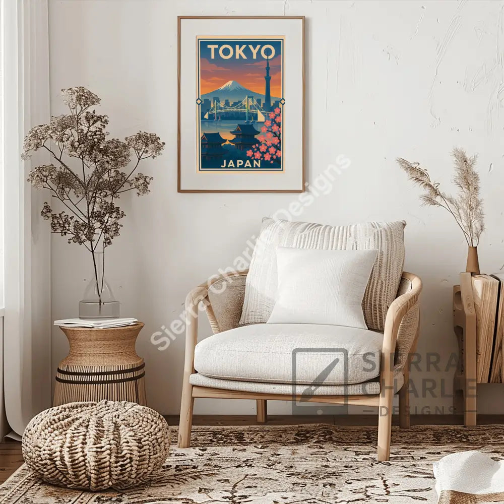 Tokyo Japan Art Deco Travel Poster Print Print
