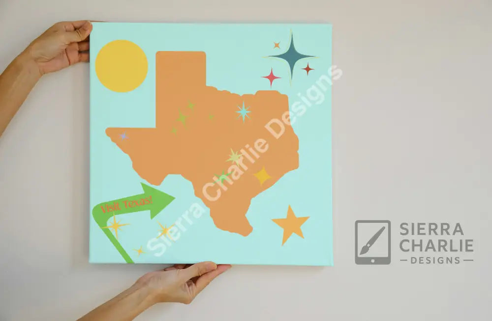 Visit Texas Mid-Century Canvas Canvas