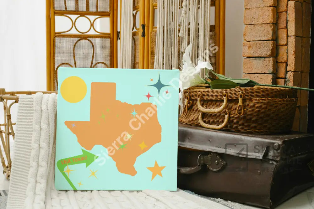 Visit Texas Mid-Century Canvas Canvas
