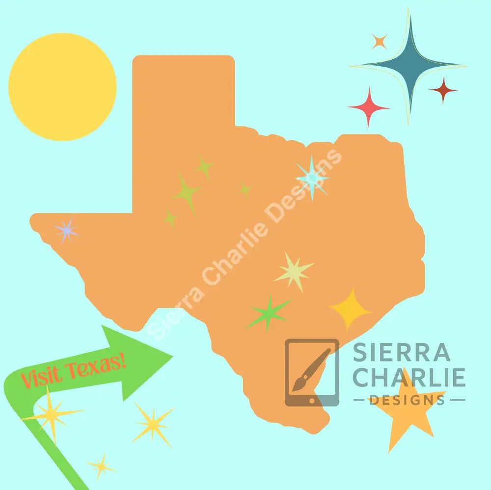 Visit Texas Mid-Century Canvas Canvas