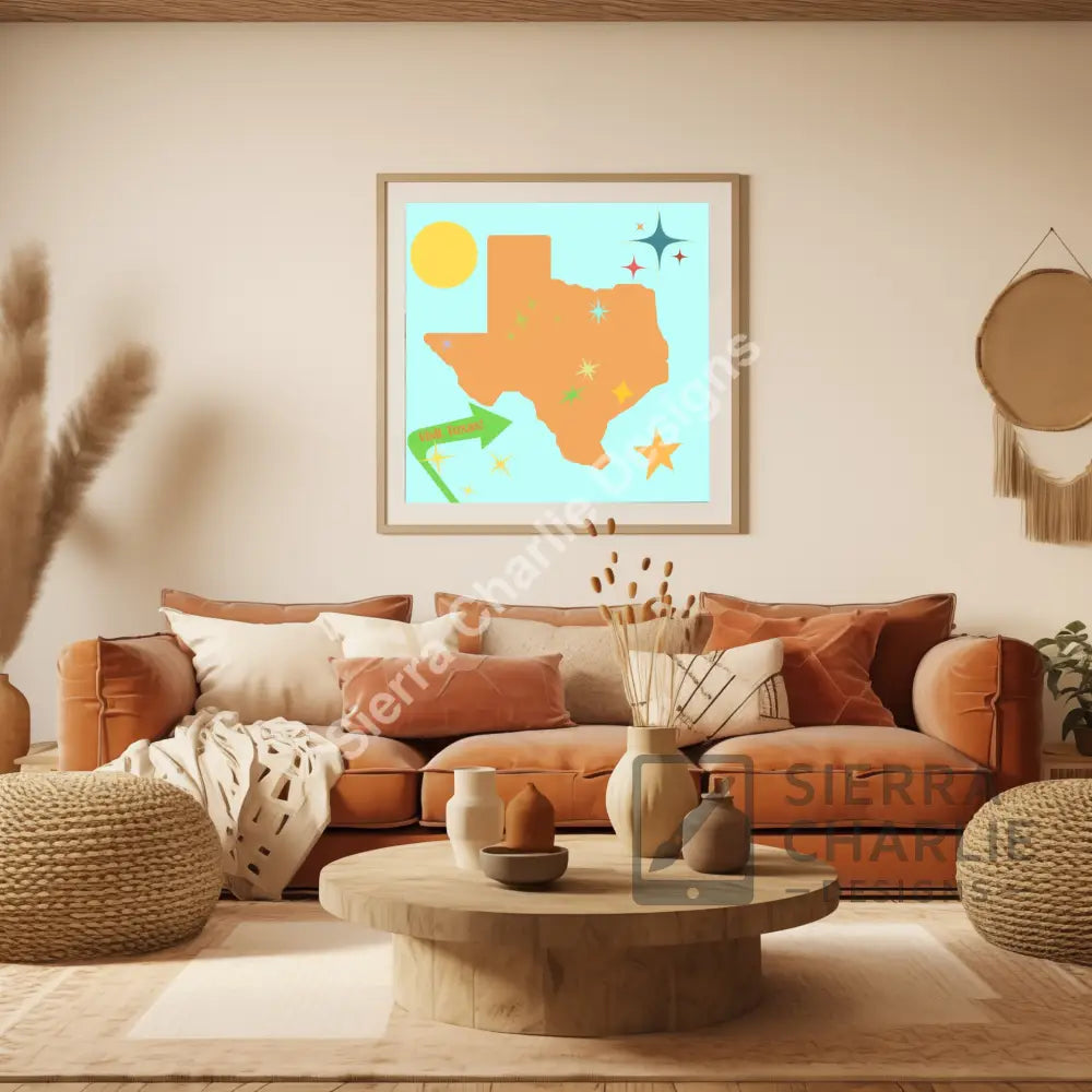 Visit Texas Mid-Century Modern Art Print Print
