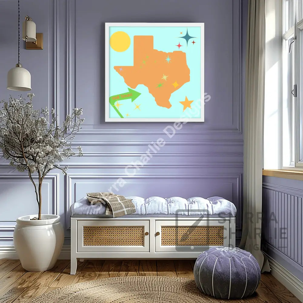 Visit Texas Mid-Century Modern Art Print Print